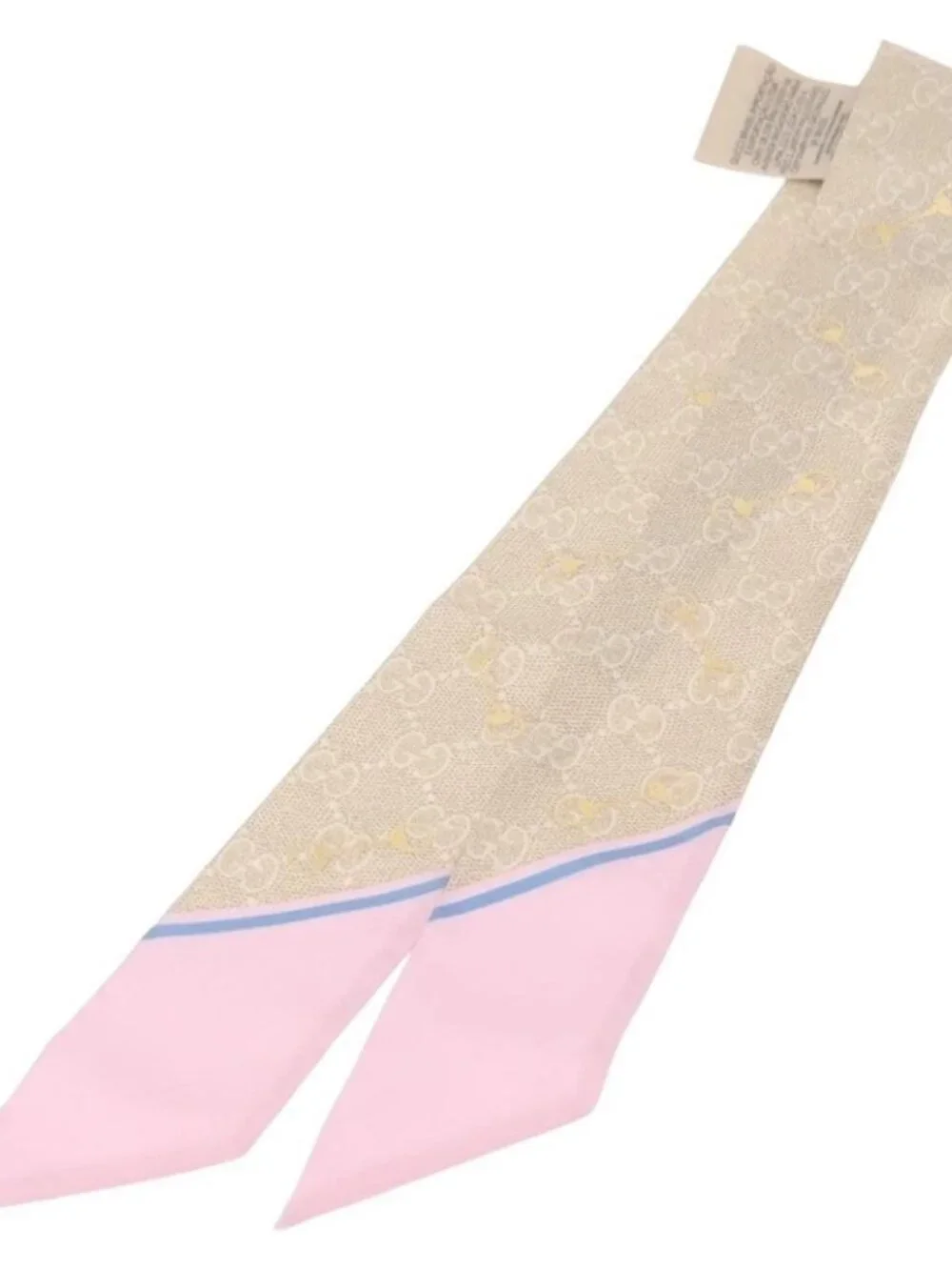 GUCCI Scarf Silk Old GUCCI Beige Pink 663719 Auth 148546M